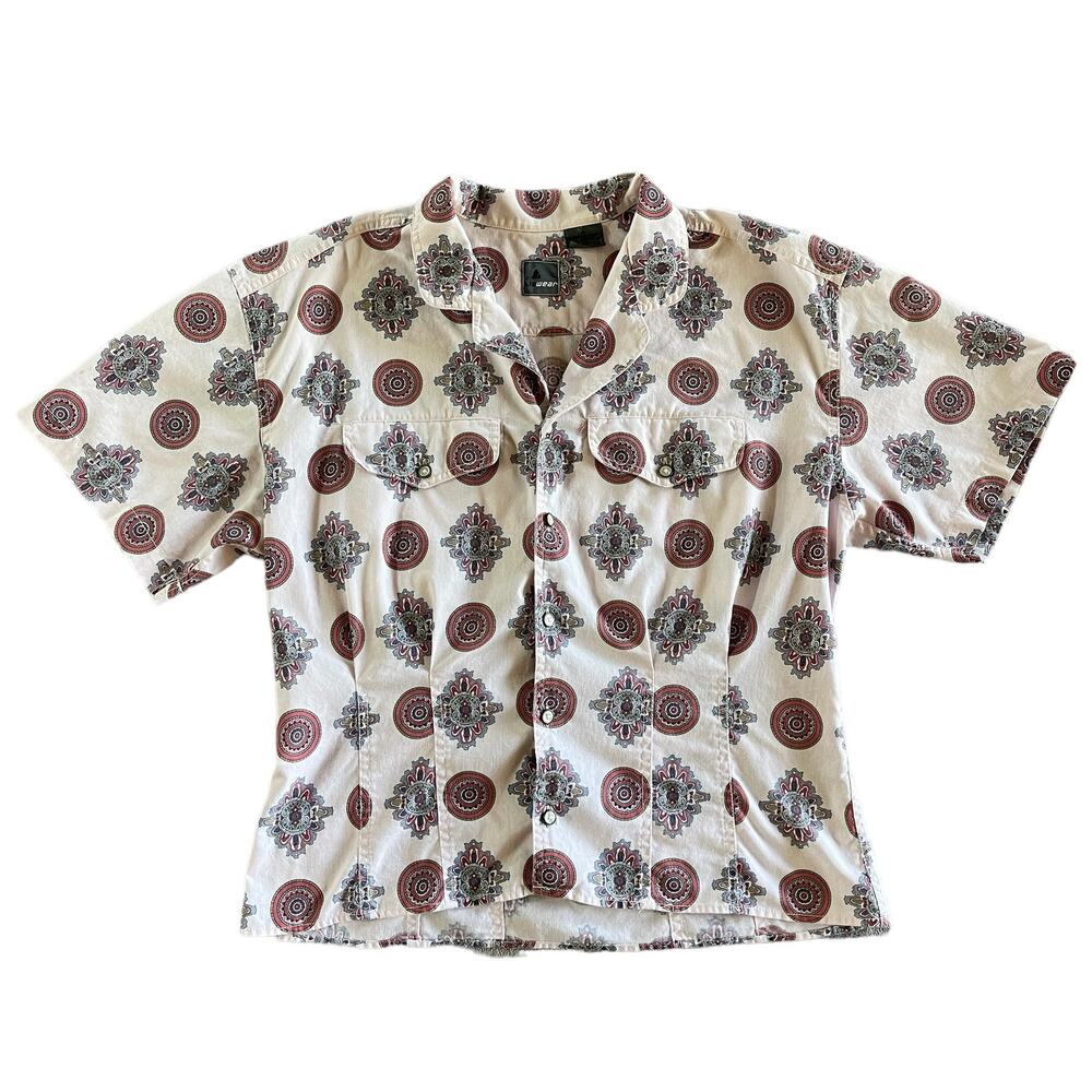 Claiborne Liz Wear 100% Cotton Short Sleeve Button Up Size 12